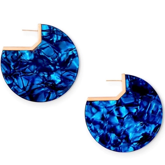 Kendra Scott Jewelry - Kendra Scott Kai Rose Gold Hoop Earrings In Navy Blue Acetate